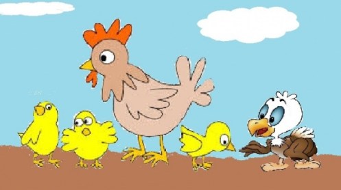 chickens and eagle